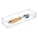 iDesign range couvert, casier rangement plastique de taille moyenne, rangement tiroir pour couverts et divers ustensiles, transparent