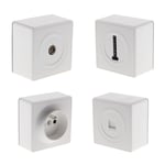 Prise simple en saillie + prise TV Ø9,52 mm + prise tel RJ45 + prise téléphone 8 plots - Zenitech