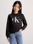 Calvin Klein Kids' Cotton Monogram Logo Sweatshirt, Ck Black