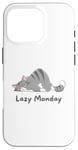 Coque pour iPhone 16 Pro Tee-shirt amusant pour chat, lundi, chaton sans énergie