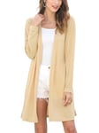 MessBebe Gilet Femme Long Devant Ouvert Léger Kimono Gilet Veste Cardigan Tricoté Manche Longue Printemps L'automne Camel XL