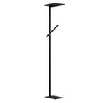 EGLO Lampadaire LED Carboneras à 2 lampes, lampe à poser dimmable au toucher, luminaire salon sur pied en métal noir avec liseuse, blanc chaud