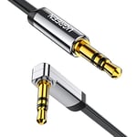 UGREEN Aux Cable Right Angle 3.5mm to 3.5mm Audio Lead Stereo Headphone Mini Jack Male to Male Auxiliary Cord Flat 90° Compatible with Car Aux iPhone iPad iPod TV PC Tablet Laptop MP3 Speaker (1M)