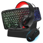 Pack Pro Gamer spécial PS4 AMSTRAD WARRIORS 5 pièces: Clavier, Souris & tapis, Casque & adaptateur. USB & Retro-éclairage RVB