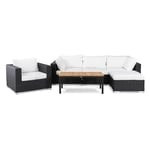 Loungegrupp Comfort Garden Bahamas Soffa 5-sits med Bord Svart/Teak