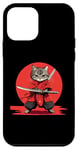 iPhone 12 mini Samurai Cat Japanese Art / Red Warrior Katana Sword Ninja Case