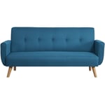 Canapé scandinave convertible 3 places bleu canard malmo - blue