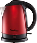 bouilloire électrique de 1,7L sans fil avec base 360° 2000W rouge noir Moulinex