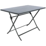 Table de jardin pliante rectangulaire Greensboro graphite 4 places en acier traité époxy - Hespéride