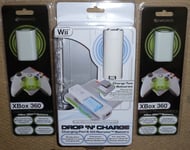 NINTENDO WII REMOTE & XBOX 360 WIRELESS INDUCTION BATTERY CHARGER KIT BRAND NEW!