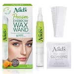 Nad's Facial Wax Wand Eyebrow Shaper, Eyebrow Kit, Face Wax, Hypoallergenic, No-heat Formula, Includes Pen 6g, 10 Reusable Cotton Strips, 4 Pre-wax Wipes