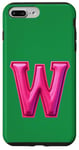 iPhone 7 Plus/8 Plus Pink Letter "W" on a Green Color Case