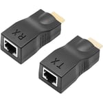 Ej.life - QiMeiTech Câble d'extension réseau RJ45 vers hdmi 1.4, 30 m sur lan Ethernet 5e / 6 Cat. Prise en Charge du convertisseur RJ45 hdmi Cat 3D