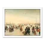 Artery8 Avercamp Enjoying The Ice Near A Town Painting Artwork Framed Wall Art Print 18X24 Inch