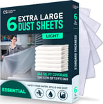 CS 6 Pack Extra Large Plastic Dust Sheets for Decorating 3.6 X 2.7M (12 X 9Ft)