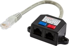 DELTACO Network splitter - RJ-45 (male) - RJ-45 (female) - UTP - CAT 5e