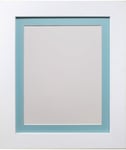 FRAMES BY POST Metro White Picture Photo Frame with Blue Mount 60 x 80cm For Pic Size 50 x 70cm (Plastic Glass)