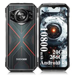 DOOGEE S cyber Android 14 Rugged Smartphone, 10800mAh Battery Rugged Phone, 20GB RAM + 256 ROM, 6.58" 90Hz IPS Waterdrop Screen, 50MP AI Camera/4G Dual SIM/NFC/OTG/GPS - Red