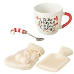 Set cadeau mug, cuillère canne en sucre d'orge et bouillotte