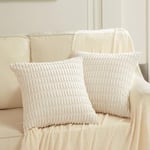 Fancy Homi Lot de 2 Housses de Coussin décoratives carrées de Style Rustique et Moderne en Velours côtelé Doux, de Style Rustique et Rustique pour Salon, canapé, lit, décoration d'intérieur, 45 x 45