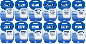 12 x Oral-B Pro-Expert Advanced Healthy Gums Unflavoured Waxed Floss Tape 50m