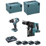 Kit DLX2470PTJ (DHP486 DHR264 4 x 5,0 Ah DC18RD makpac 3 makpac 4) - Makita