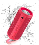 Ortizan Bluetooth Speaker, Portable Wireless Bluetooth Speakers With Led Light, Louder Volume & Enhanced Bass, IPX7 Waterproof, 30H Playtime, Durable Loud Speaker Bluetooth for Travel, Outdoor - Red