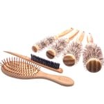 Styling Hair Brush Set 6  Hairdressing Salon Pro Natural Boar Ceramic Bamboo Eco