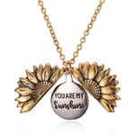 IC Ladies You Are My Sunshine Öppen Locket Solros Halsband, Guld