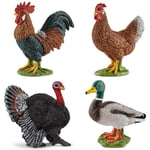 Schleich Farm World - Ensemble de figurines animaux de la ferme : poule, coq, dindon, canard, 4 pièces.