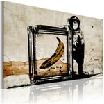 Décoshop26 - Tableau sur toile décoration murale image imprimée cadre en bois à suspendre Inspiré de Banksy - sépia 120x80 cm