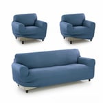 SOFAKOVER® Housse de canapé Super élastique, Respirante et Durable, Facile à Installer (3 Places et 2 Housses pour 1 Place), Bleu Ciel