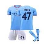 (Manchester City UEFA Champions League Final Edition Foden No.47 Fotbollströja 3-delade kit för barn Vuxna 26(145-150CM)