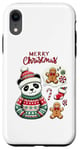 Coque pour iPhone XR Pull Moche de Noël - Panda Endormi Rêvant de Friandises