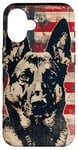 Coque pour iPhone 16 Drapeau blanc moderne rayé patriotique berger allemand américain