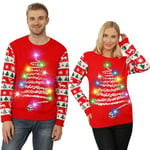 Light Up Christmas Jumper for Women Men UK,Christmas Jumpers for Couples Adult,Unisex Flashing Ugly Christmas Sweater,Festive Rude Red Sparkly Xmas Sweaters Pullover with Long Sleeve Santa Tree