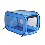 Beatrice Home Fashions Portable, Collapsible, Pop Up Travel Pet Kennel, 32.5" L x 19.5" W x 19.5" H, Blue