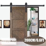 LEYSHOP 200cm-6.6FT Kit de Porte Coulissante Rail pour Porte Suspendue Quincaillerie Système de Porte Coulissante Intérieur