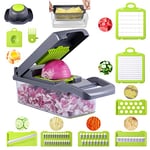 DUMAO 12 in 1 Vegetable Chopper, Multifunctional Mandoline Slicer Dicer Household Kitchen Manual Julienne Grater Cutter for Onion, Garlic, Carrot, Potato, Tomato, Fruit, Salad