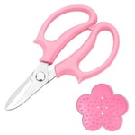 OFFCUP Garden Secateurs, Florist Scissors, Bypass Pruning Shears Professional Secateurs Pruning Scissors Snips, Hand Pruner Snip Trimming Tool with Thorn Remover Tool for Gardening Flower (Pink)