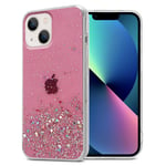 Coque pour Apple iPhone 13 MINI en Rose avec Paillettes Housse de protection Étui en silicone TPU flexible avec paillettes scintillantes - Neuf