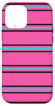 Coque pour iPhone 12 mini Rose Bleu Noir Rayé Girly Esthétique Preppy Stripe