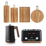 Salter Toronto Kettle/Toaster/Serving Board Set FSC®- Certified Wood Matt Black