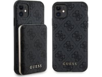 Guess Guess Bundle Pack Magsafe 4G Metal Gold Logo -  Etui + Power Bank 5000Mah Magsafe Iphone 11 (Czarny)