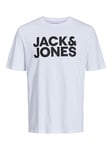 Jack & Jones T- Shirt Jjecorp avec Logo SS O-Neck Noos, Blanc/Coupe : Slim/Large imprimé/Noir, L Homme