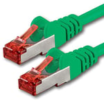 1aTTack.de 15m Cat6 Ethernet Cable Lan Patch Cat 6 Cables Internet Rj45 Plug 1Gbit/s SFTP PIMF - green - 1 piece 15m