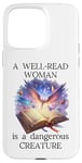 Coque pour iPhone 15 Pro Max A Well Read Woman is a Dangerous Creature Womens Floral Book