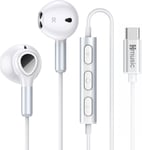 Ecouteurs Usb C,Ecouteurs Usb Type C Magnetique,Ecouteurs Filaires Intra-Auriculaires Avec Micro Et Contrôle Du Volume Pour Samsung Galaxy S22 S21 S20 Fe22/Pixel 6 5 4 3Xl/Xiaomi 12/11(Blanc)