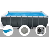 Kit piscine tubulaire Intex Ultra XTR Frame rectangulaire 5,49 x 2,74 x 1,32 m + Bâche à bulles + 10 kg de zéolite + Pompe à chaleur