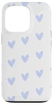 Coque pour iPhone 13 Pro Cœurs bleu clair sur fond blanc